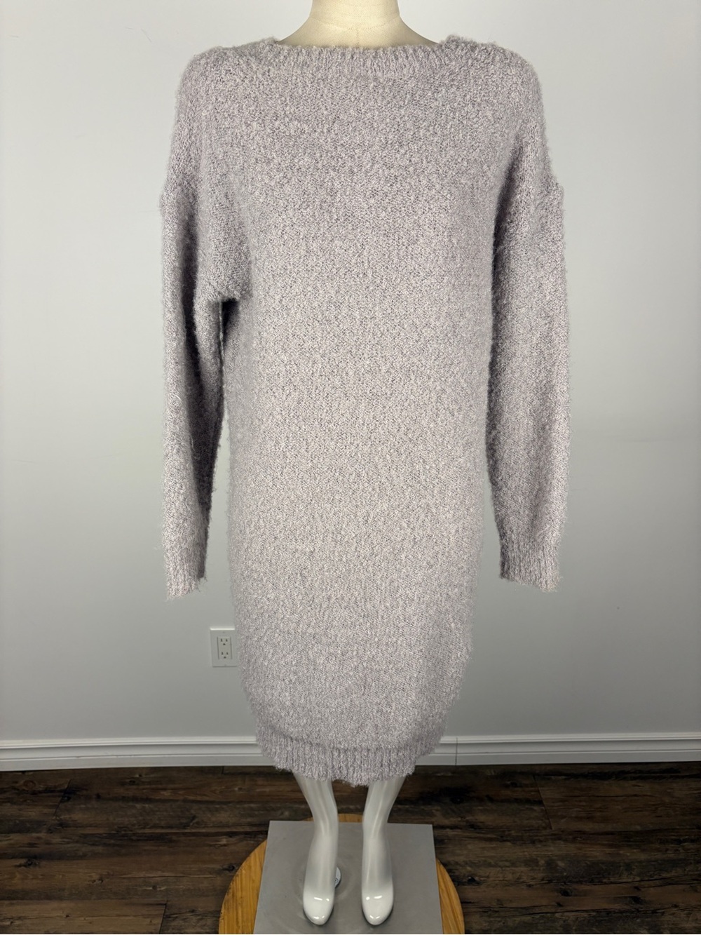 Dreamers by Debut Heather Grey Cozy Bouclé Knit Oversized Sweater Dress M/L